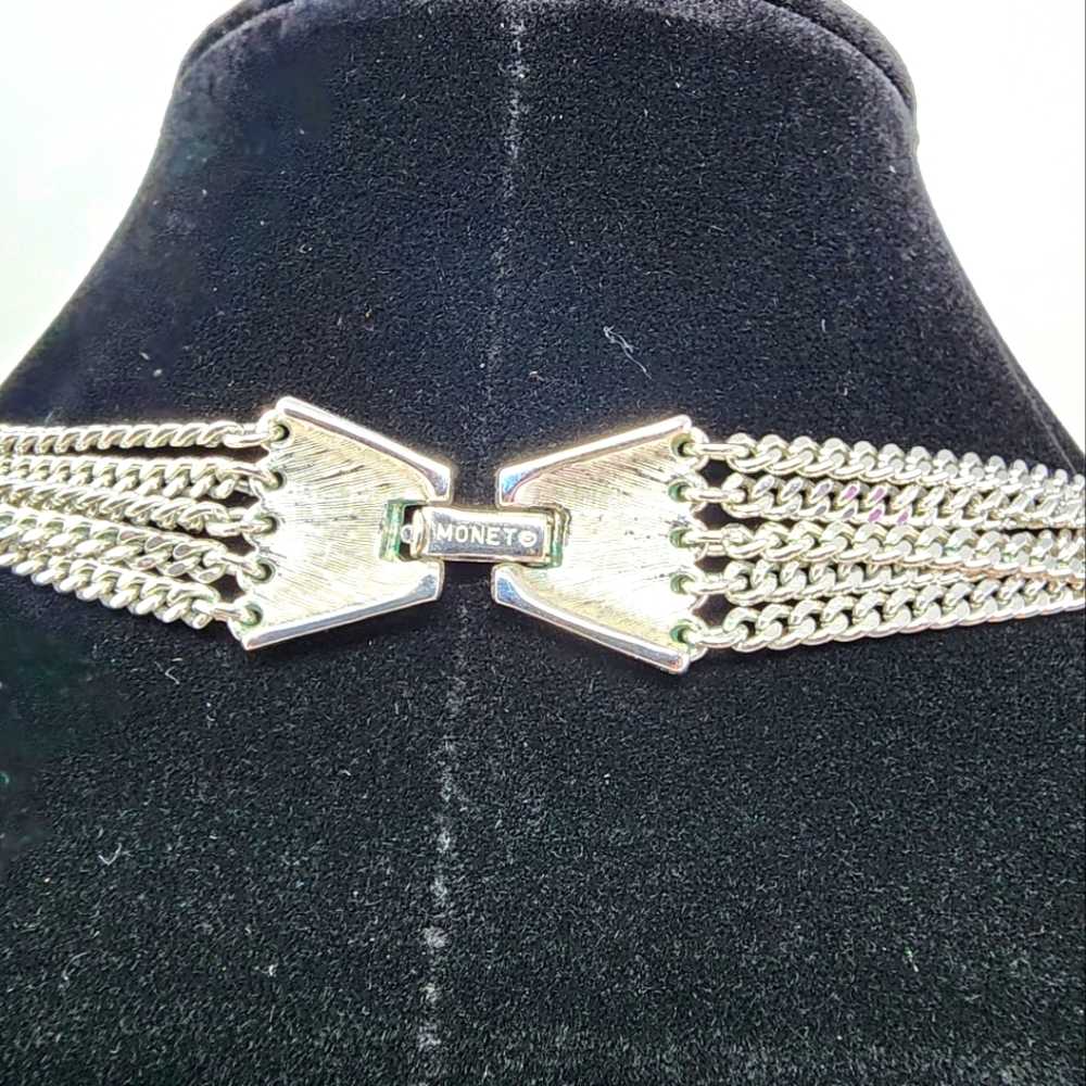 Vintage Monet Multi Strand Silver Box Chain Necklace - Picture 13 of 14